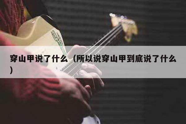 穿山甲说了什么（所以说穿山甲到底说了什么）