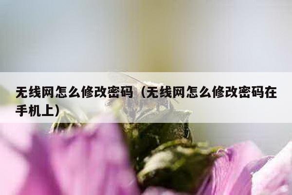 无线网怎么修改密码（无线网怎么修改密码在手机上）