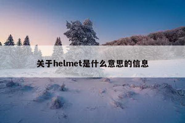 关于helmet是什么意思的信息