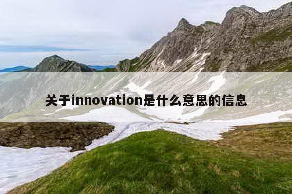 关于innovation是什么意思的信息